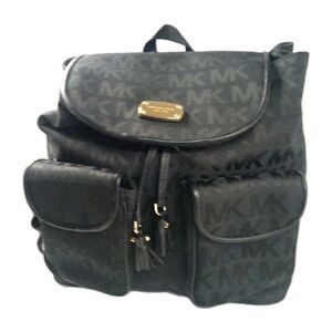 Michael Kors Jet Set Signature Flap Backpack Bag Black Retail $298